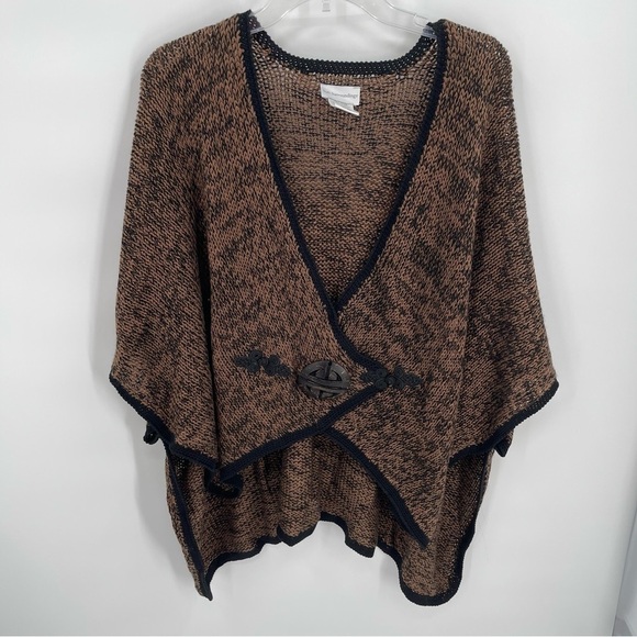 Soft Surrounding womens Knit Crochet Casual Cape One Size brown black - Picture 10 of 10